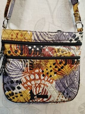 Vera Bradley Quilted Floral Patchwork Crossbody in Yellow, Purple & Brown